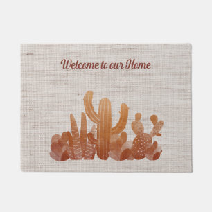 Doormat in Beige with Cacti