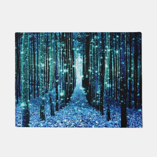 Doormat : Magical Forest Turquoise Teal (Front)