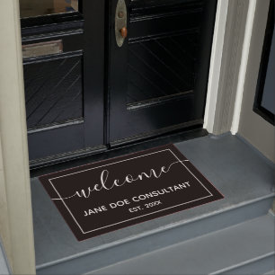 Doormat - Personalised Welcome Black and White