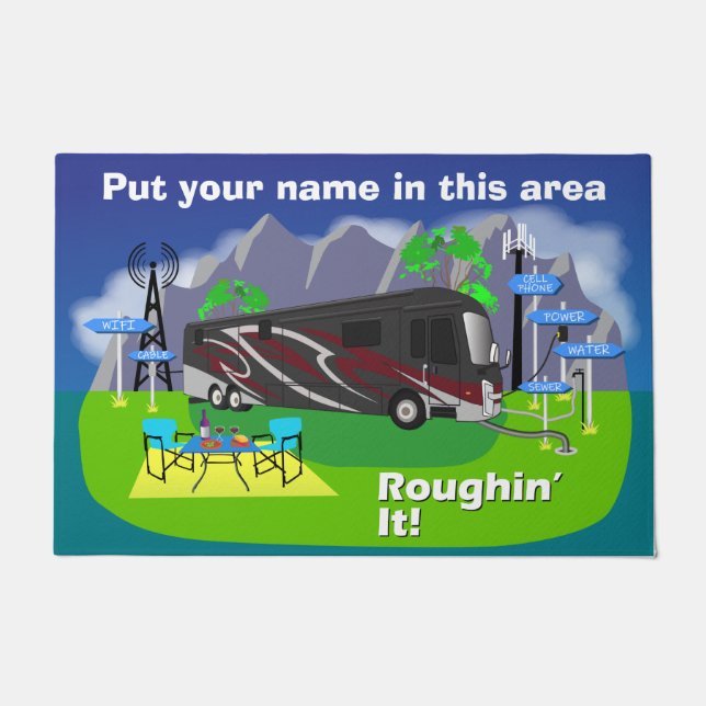 Doormat Red Entegra Aspire Class A RV Roughin' It (Front)