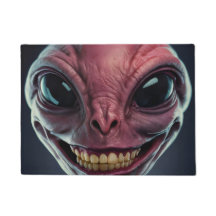 Doormat with an alien motif.