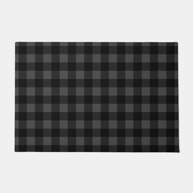 Doormat with Black Grey Check Design (Front)