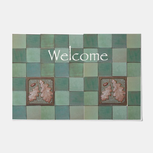 Doormat with craftsman Oak leaf tile design (Front)