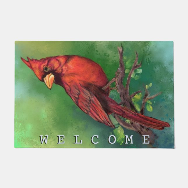 Doormat with Northern Red Cardinal (Front)