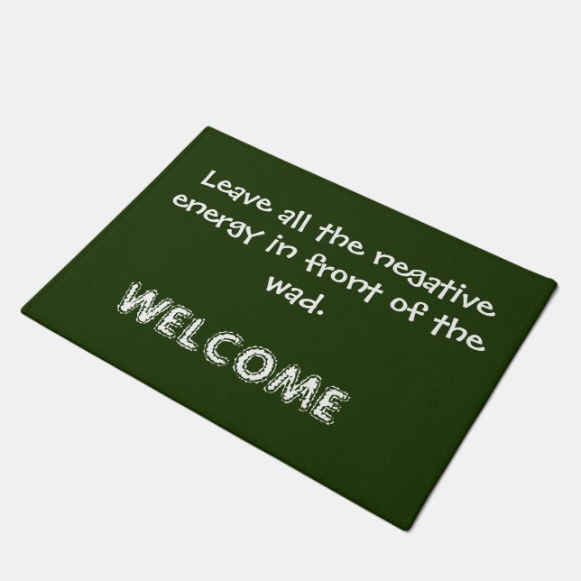 Doormat with welcoming message printed  (Angled)