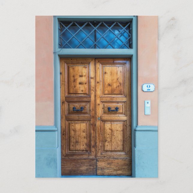 Doors of Florence Italy| Grand Wooden Door Photo Postcard (Front)