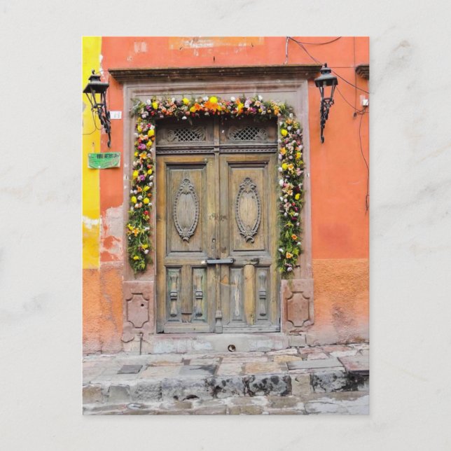 Doors of San Miguel De Allende Mexico Historic Postcard (Front)