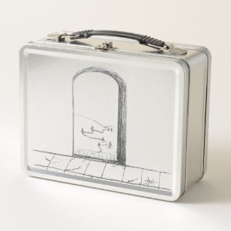 Doors opened and closed Sketched and had drawn Metal Lunch Box
