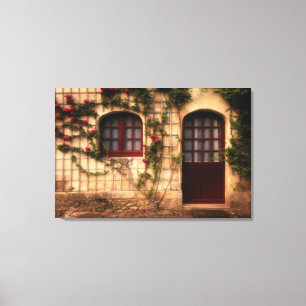Doorway of rose cottage canvas print