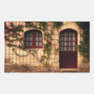 Doorway of rose cottage rectangular sticker