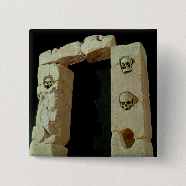 Doorway with Skulls 15 Cm Square Badge (Front)