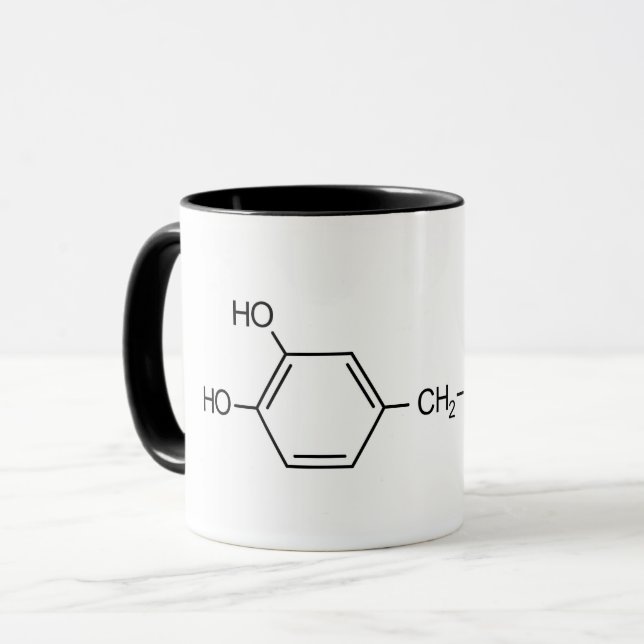 dopamine chemical formula drug dope chemistry elem mug (Front Left)