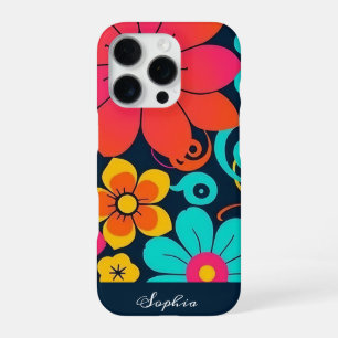 Dopamine Decor– Bright Funky Flowers-Retro iPhone 16 Pro Case