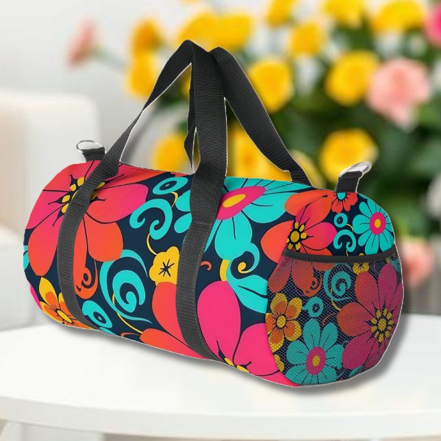 Dopamine Decor-Bright Retro Flowers- Duffle Bag (Dopamine Decor-Bright Retro Flowers- Duffle Bag)