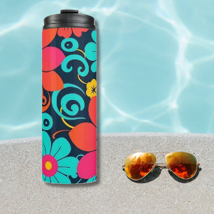 Dopamine Design– Bright Funky Flowers-Retro Thermal Tumbler