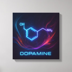 Dopamine Energy Flow – Abstract Molecular Neon  Canvas Print