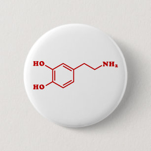Dopamine Molecular Chemical Formula 6 Cm Round Badge
