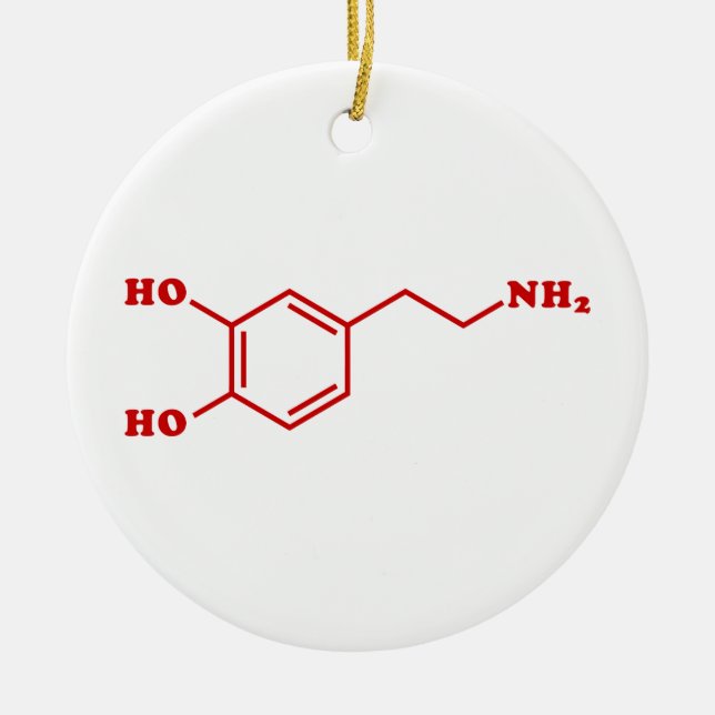 Dopamine Molecular Chemical Formula Ceramic Tree Decoration (Front)