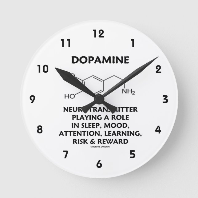 Dopamine Neurotransmitter (Chemical Molecule) Roun Round Clock (Front)