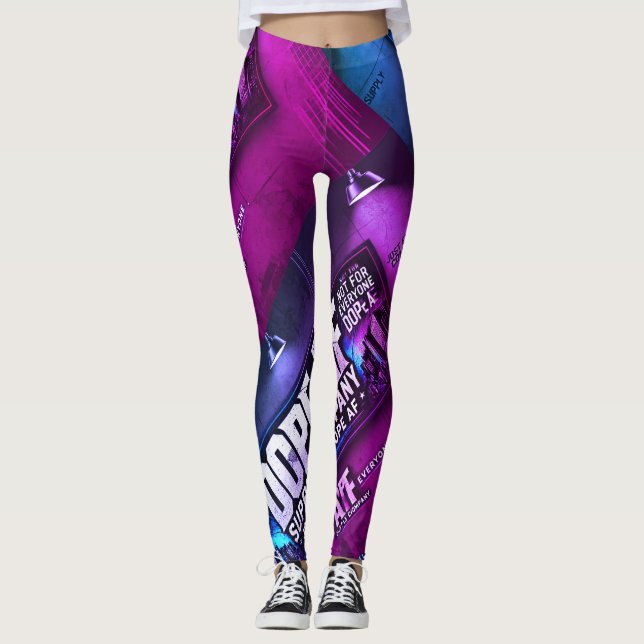 Dope_AF bold colourful stretchy leggings (Front)