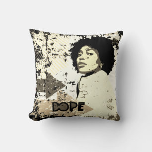 DOPE Afro Throw Pillow – Grunge Arrows, Heart