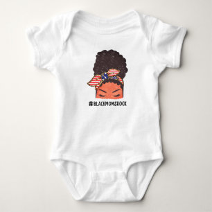 Dope Black Mum, Black Afro Messy Bun Kente Colours Baby Bodysuit