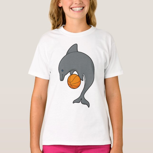 Dophin as Basketball player with Basketball T-Shirt (Front)