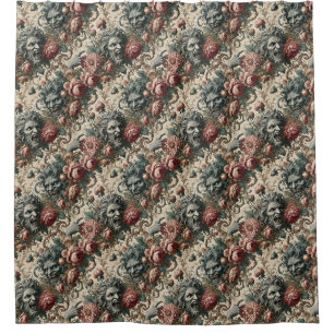 Doppelganger Malevolence – Gothic Floral Shower Curtain