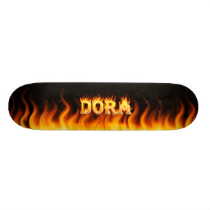 Dora skateboard fire and flames design
