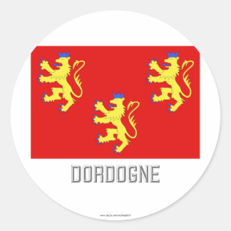 Dordogne flag with name classic round sticker