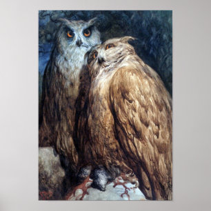 DORE-TWO OWLS-PRINT POSTER