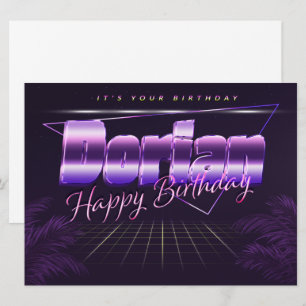 Dorian Name Vorname lila retro Karte Geburtstag Card