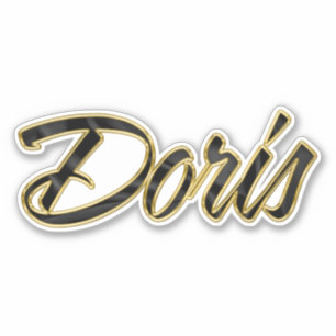 Doris black gold lettering sticker