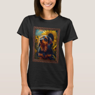 Dorkie Painting Sunflower Flower Mum Women Floral T-Shirt