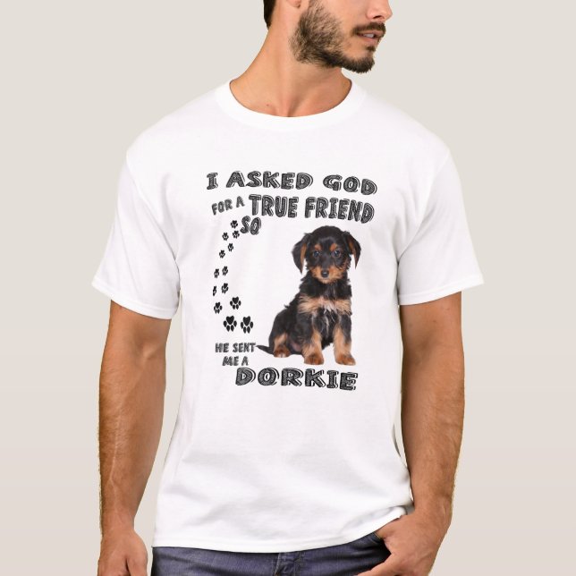 Dorkie Quote Mum, Doxie Yorkie Dad, Cute Doxie Yor T-Shirt (Front)