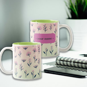 Dorm Decor Pretty Mimosa Custom Name Two-Tone Coffee Mug