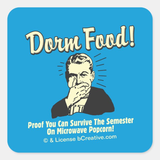 Dorm Food: Survive Microwave Popcorn Square Sticker (Front)