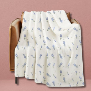 Dorm Lavender Wildflower Floral Pattern Fleece Blanket