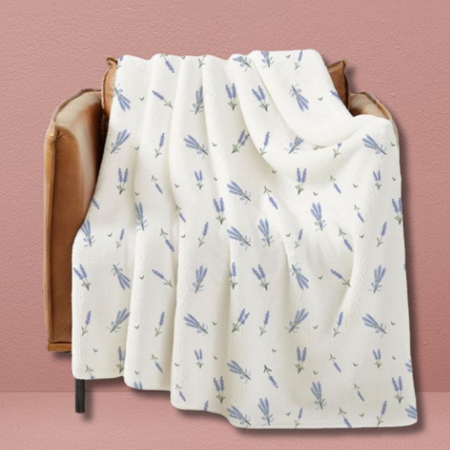 Dorm Lavender Wildflower Floral Pattern  Fleece Blanket (lavender throw blanket)