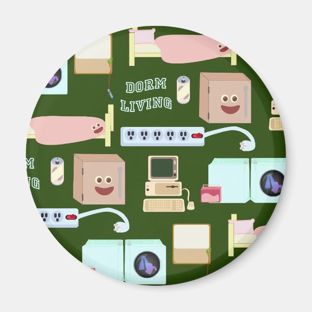 Dorm Living Cute College Life Pattern Magnet (Front)