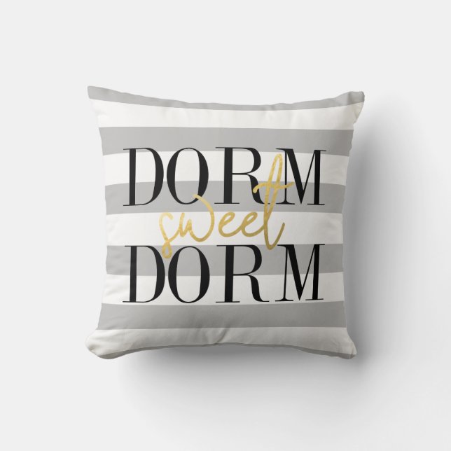 Dorm Sweet Dorm | Grey Stripes Cushion (Front)