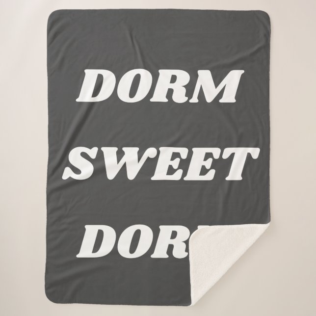 Dorm Sweet Dorm in Black and White Sherpa Blanket (Front)