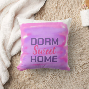 Dorm sweet dorm pink purple watercolor text cushion