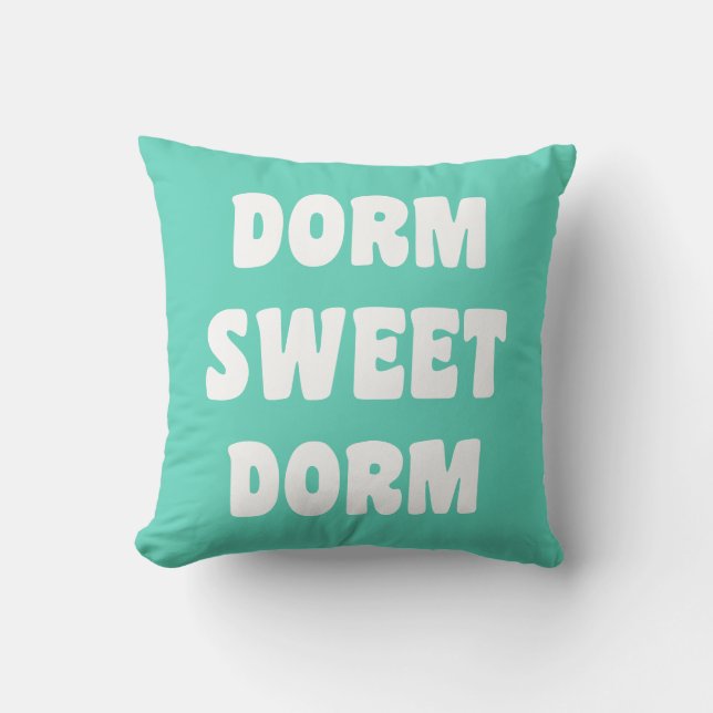 Dorm Sweet Dorm Retro Lettering in Mint Green  Cushion (Front)
