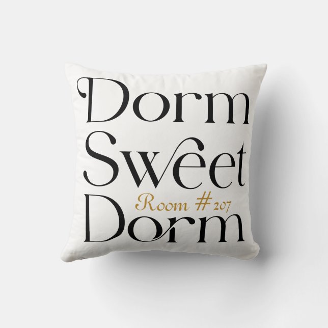 Dorm Sweet Dorm Room Number Cushion (Back)