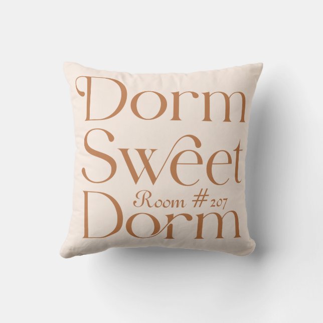 Dorm Sweet Dorm Room Number Cushion (Back)