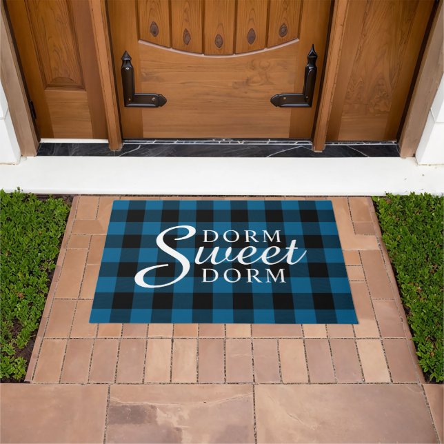 Dorm Sweet Dorm Rustic Cabin Block Squares Motif Doormat (Outdoor)