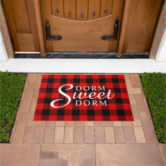 Dorm Sweet Dorm Rustic Cabin Block Squares Motif Doormat