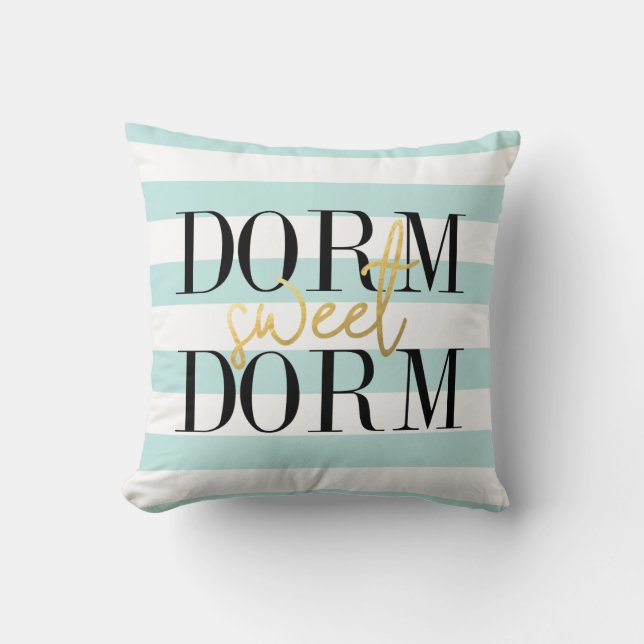 Dorm Sweet Dorm | Teal Stripes Cushion (Front)