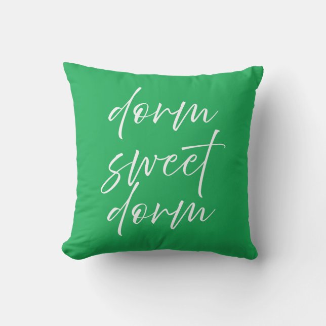 Dorm Sweet Dorm Throw Pillow | Preppy Dorm Room (Front)